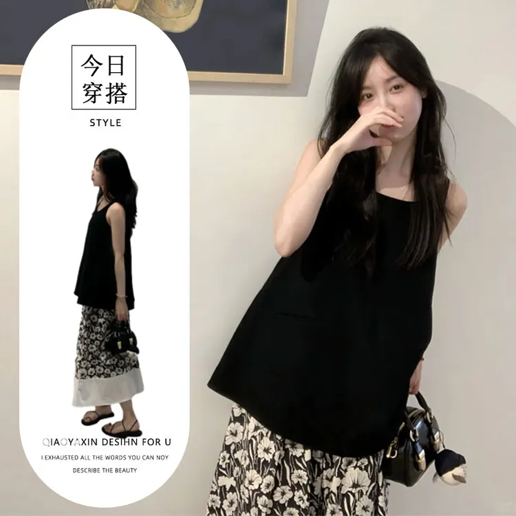 夏日多巴胺穿搭无袖碎花连衣裙女夏季2025新款独特绝美小套装裙子