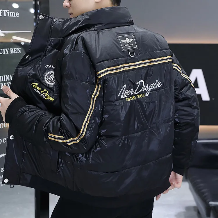 阿凯严选-2025冬季新款男士潮流时尚帅气修身立领刺绣棉衣外