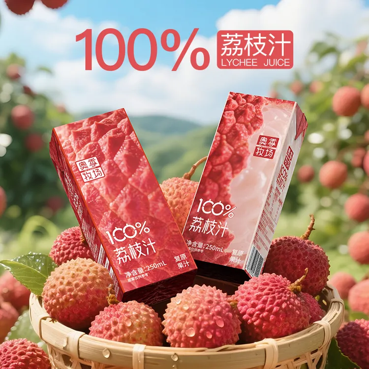 【到手一整箱荔枝汁100%】无添加剂果汁清爽解腻天然果味饮料
