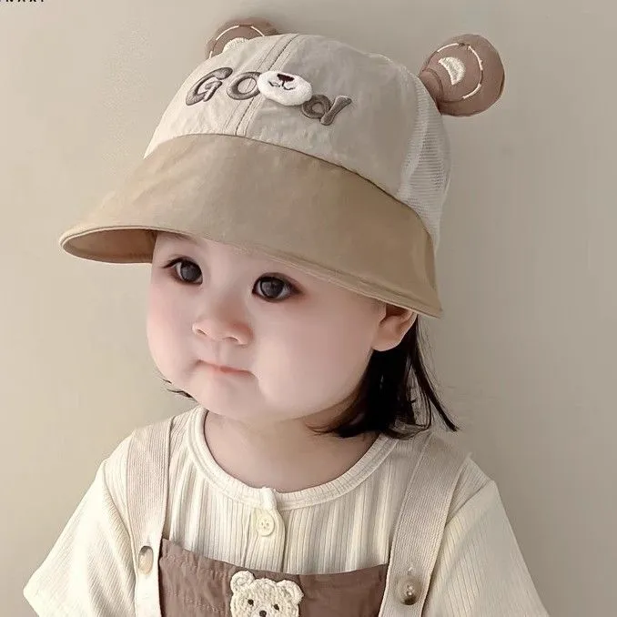 婴儿帽子夏季薄款遮阳帽宝宝男防晒帽儿童网眼渔夫帽速干太阳帽女