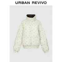 【HOT】UR2025冬季新款女装休闲碎花立领棉服外套UYL150062