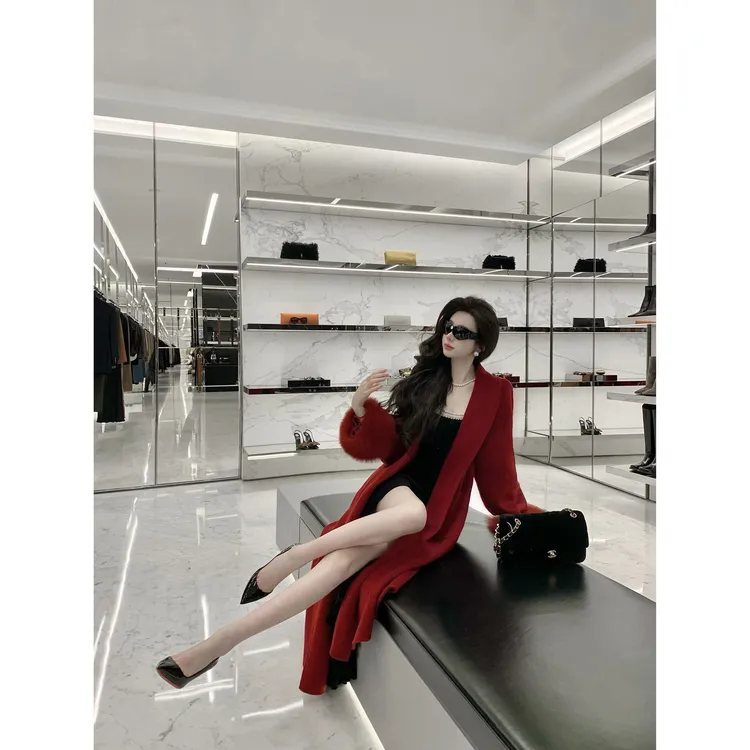 【雅乔定制】拜年大衣 袖口狐狸毛双面呢羊绒羊毛外套DYTH-25093988