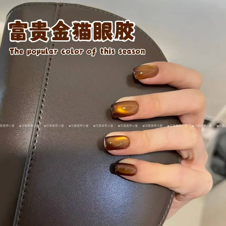 秋冬富贵色猫眼石指甲油胶2025年新款美甲店专用金棕色晶石猫眼胶