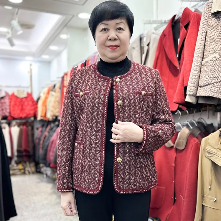 中老年女装羊毛小香风外套高贵妈妈秋冬新款时尚高档气质显瘦上衣