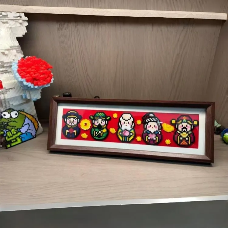 五福临门拼豆收纳相框可用于电视柜玄关等位置的新年礼物创意摆件