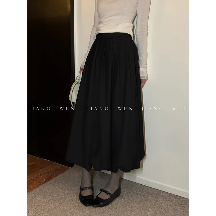 【花苞长裙】姜雯 设计感重磅气质花苞裙百搭法式绸缎泡泡式半身裙