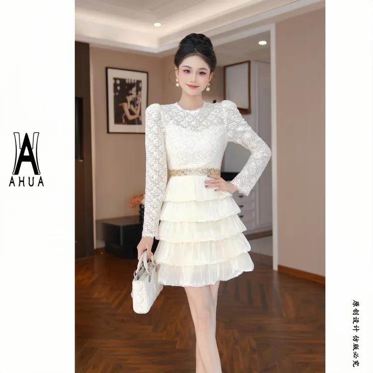 【花花原创】时尚气质显瘦名媛轻奢贵气优雅连衣裙21982