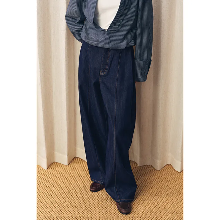 HERLAND她地【哆唻a梦】莱赛尔棉质遮垮显瘦萝卜裤女宽松复古牛仔裤