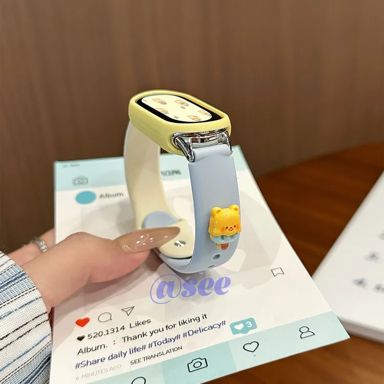 冰淇淋小熊适用小米手环10NFC表带新款9/8代腕带硅胶9pro可爱