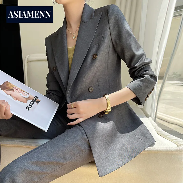 高级感西服2025新款春秋灰色休闲职业西装套装女士正装气质女神范