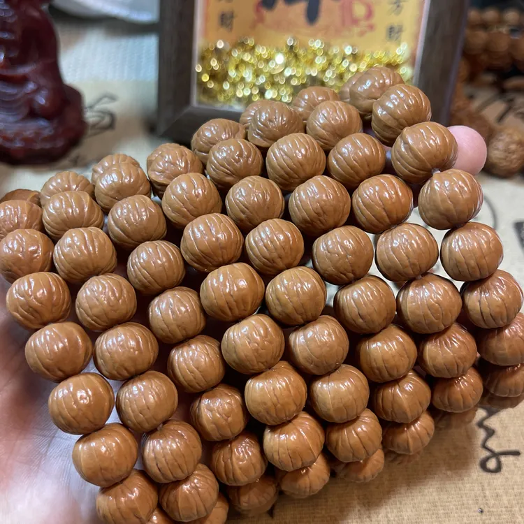 精品双鳍南瓜猴头核桃手串原皮原色盘玩手串深打底12—13mm