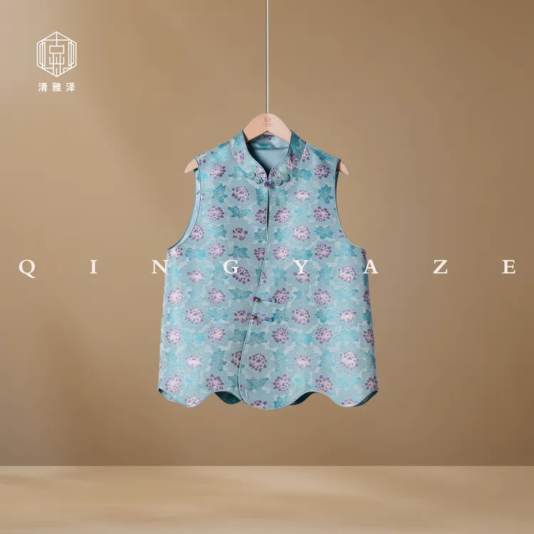 上久楷·曲水凌波！四重纬织金宋锦新中式马甲！GZ6311