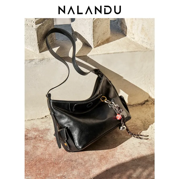 NALANDU纳兰杜头层牛皮包包女2025新款托特包大容量休闲女包单肩