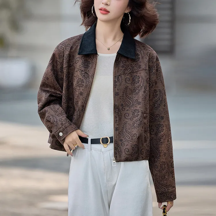 又a又飒美拉德印花短外套春秋2025新款韩系气质休闲复古时尚上衣