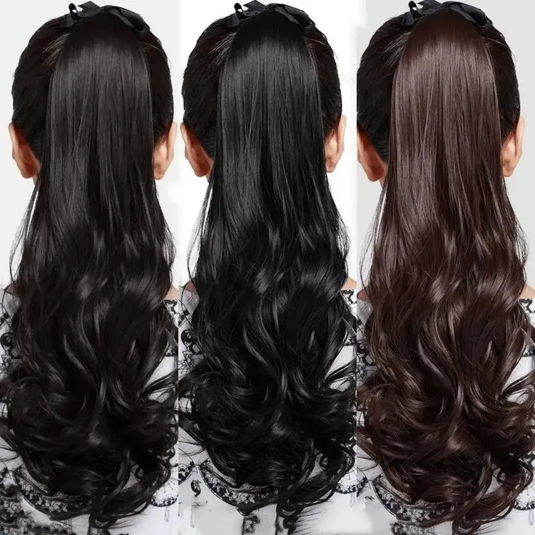 马尾假发女长发抓夹高马尾自然网红辫子绑带式长卷发大波浪女时尚