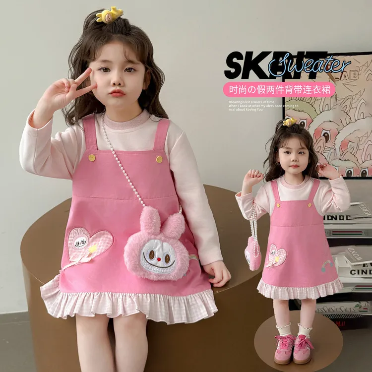 女童长袖连衣裙秋季2025新款宝宝可爱公主裙子小女孩拉布布背带裙
