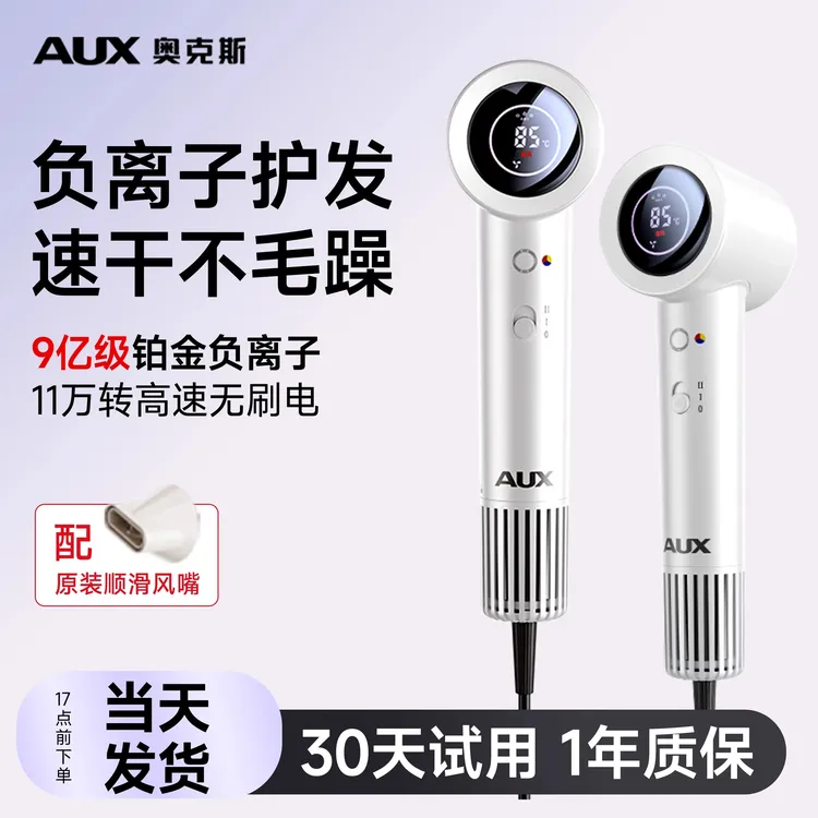 奥克斯电吹风机家用大风力负离子护发静音速干不伤发高速大功率筒