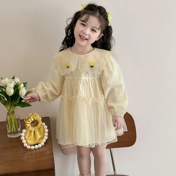 女童儿童公主连衣裙2025长袖新款春秋宝宝洋气纱裙裙子