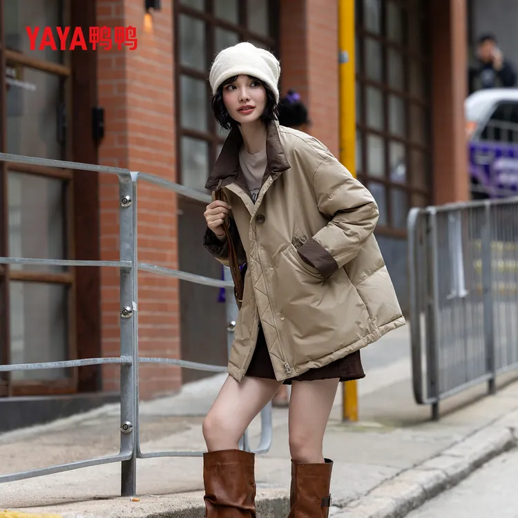 YAYA鸭鸭官方羽绒服女2025冬季新款短款宽松百搭时尚小个子外套