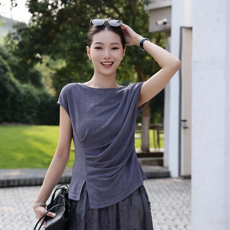 ZOZO HOME | 反常规基础微解构抽褶女装简约显瘦短袖T恤q174351p