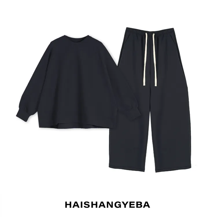 【海上叶爸】新款2025春秋百搭棉休闲简约通勤两件套装