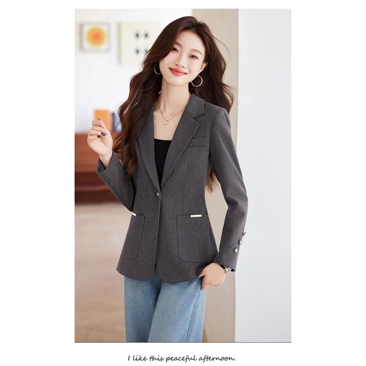 【典雅灰韵】轻奢通勤风毛呢长袖小西装外套拉夏贝尔.8928.MF茗