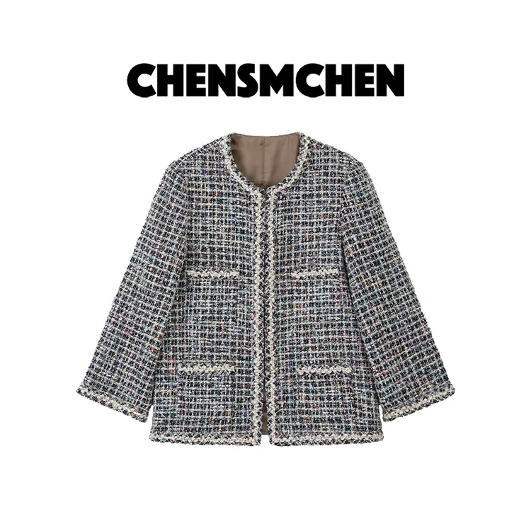 CHENSMCHEN 经典小香粗花呢编织外套女精致优雅气质上衣CSW5737LC