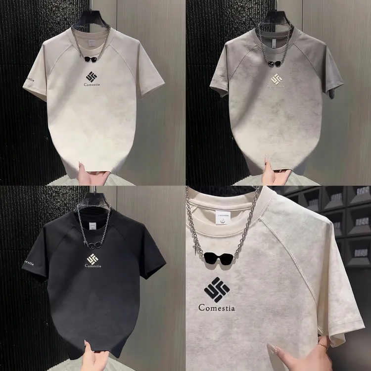 【扎染圆领字母短袖】606夏季时尚潮流薄款百搭透气男士半袖圆领T恤