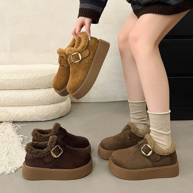 勃肯鞋2025新款豆豆鞋保暖厚底棉鞋冬季加绒雪地靴增高时尚潮流