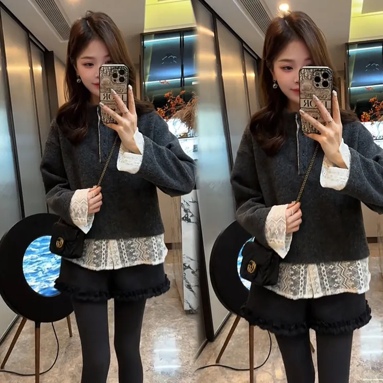 2025秋冬新款时尚显瘦气质网红高档洋气女高级百搭宽松大码两件套