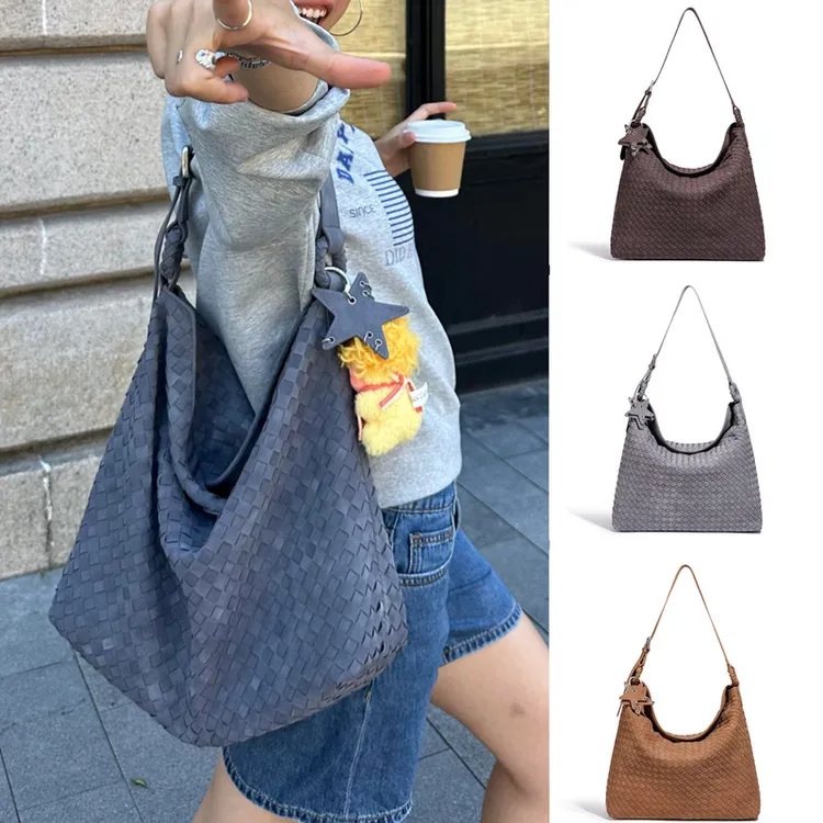 编织包2025新款麂皮托特包女秋冬大容量斜挎包小众设计通勤单肩包