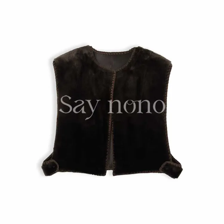 懒猫nono│Saynono 时尚气质圆领百搭皮毛一体马甲GM0659XY