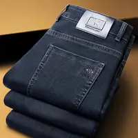 8012秋冬新款男士牛仔裤弹力高腰直筒宽松柔软休闲长裤 绣花随机