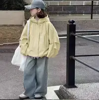 T301 女童 儿童秋季连帽户外机能风冲锋衣防风衣外套纯色百搭上衣