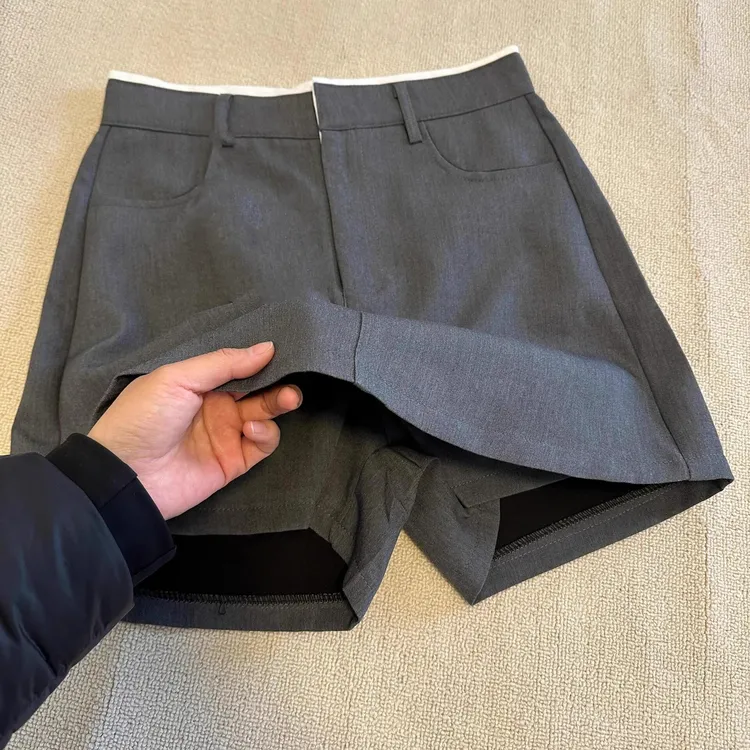 灰色西装短裤女夏季小个子高腰显瘦时髦百搭a字半身裙裤韩版修身