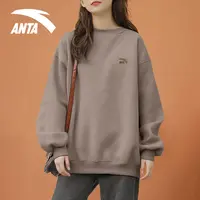 安踏运动卫衣女秋季新款宽松长袖t恤学生纯色百搭打底衫952538712