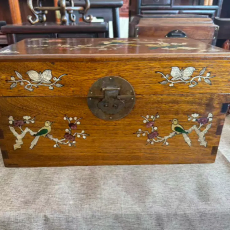 长方形收纳箱带底座花梨木木制榫卯收纳箱收纳盒木质中式复古风