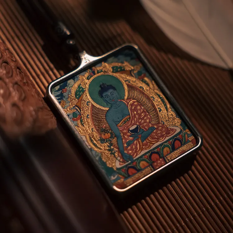 【天鼓雷音】勉唐画派原矿手绘精品小扎卡《药师佛》