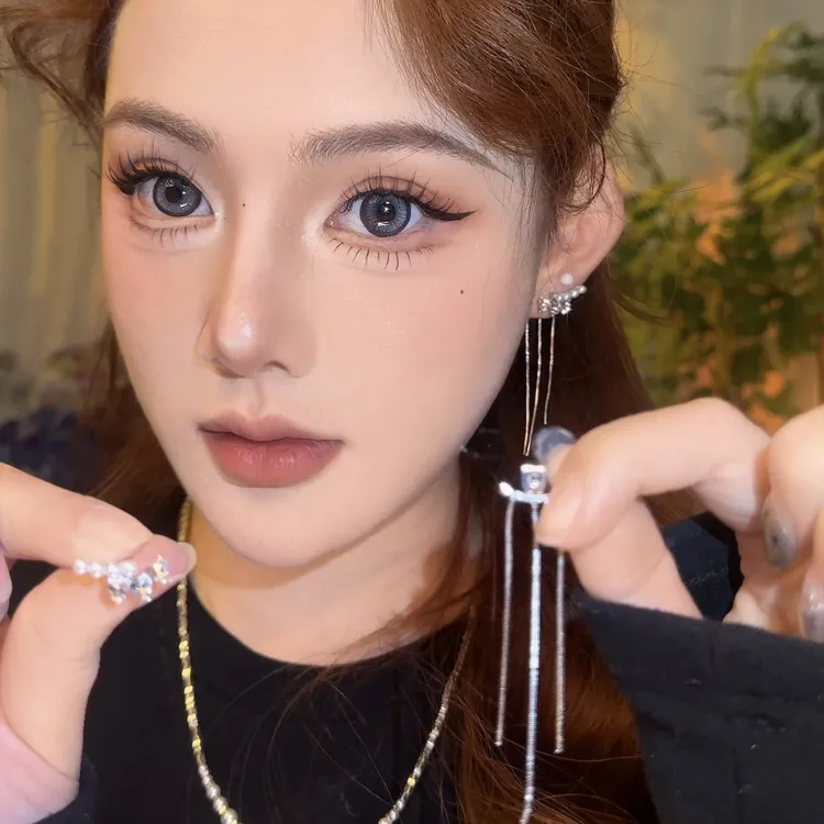 合金耳饰 一款两戴气质长款女高级感精致百搭珠珠闪闪爱心耳钉