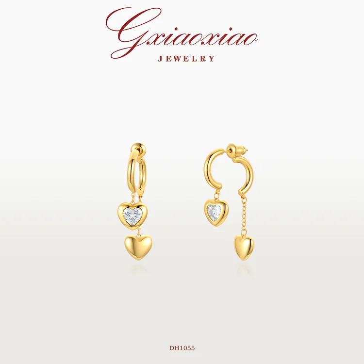 G XIAOXIAO 镀K金 时尚气质高级设计感爱心耳环 DH1055