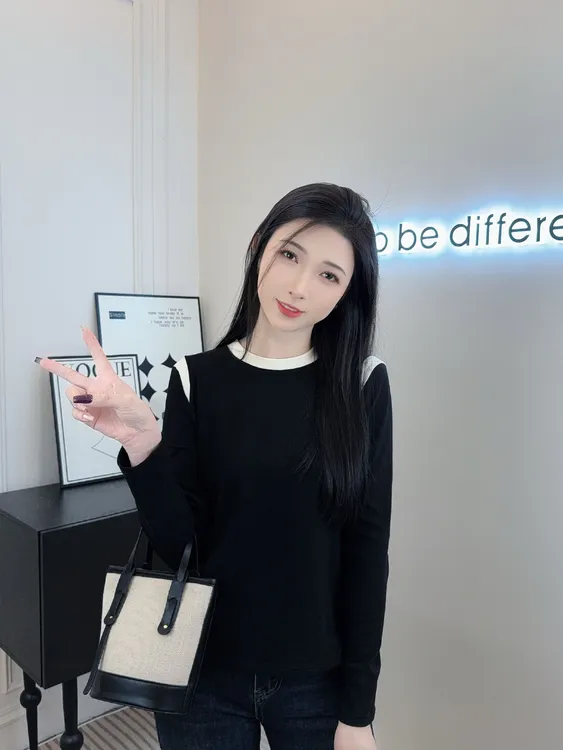 欧货软糯风打底衫女内搭春秋2025新款时尚洋气撞色上衣长袖T恤女