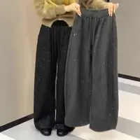 6681潮女时尚百搭休闲时尚闪光休闲裤潮流宽松加厚加绒冬季