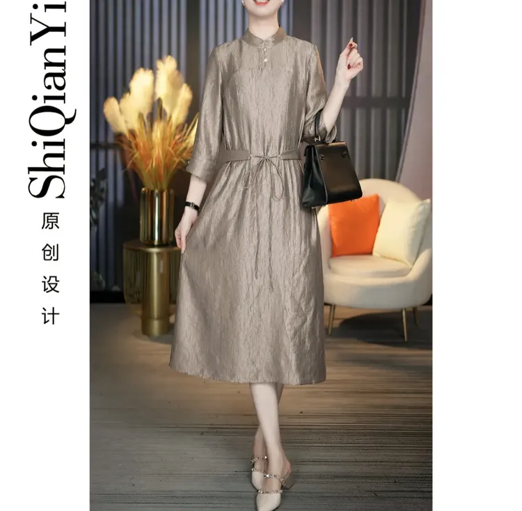 2024中国风显瘦收腰优雅女人味时尚气质国风A1214-1宽松连衣裙