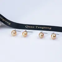 【泉腾腾】海水珍珠S925银金珠耳饰 10-11mm 时尚百搭气质经典款 