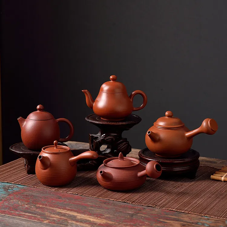 壶泡茶壶手把壶功夫茶壶纯手工不掉盖茶壶侧把壶朱泥梨壶套装