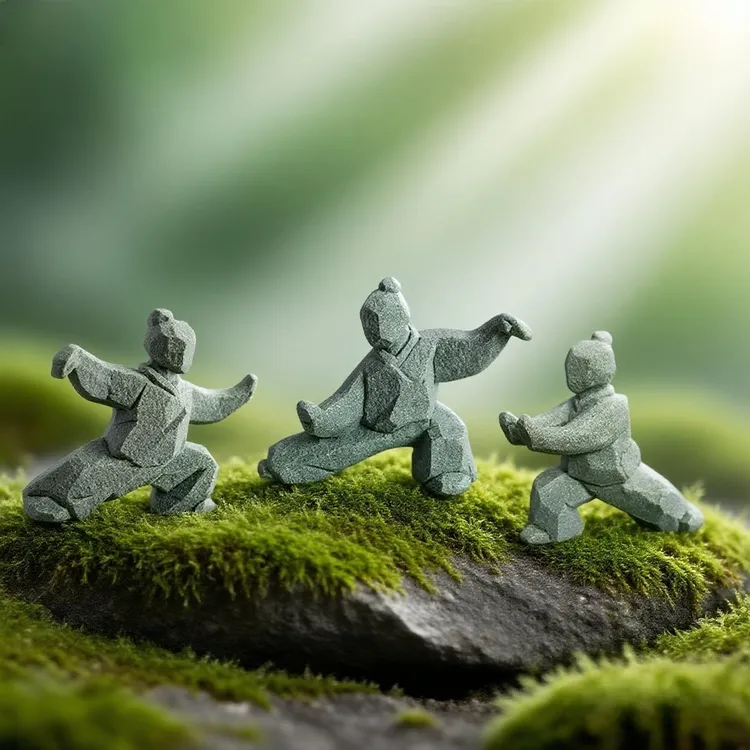 新中式功夫太极拳鱼缸造景摆件创意人物太极宗师客厅办公室装饰品