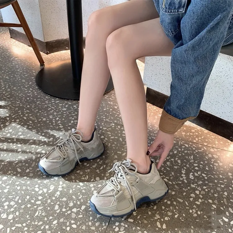 欧洲站厚底老爹鞋女2025秋季新款透气百搭休闲鞋ins潮增高运动鞋