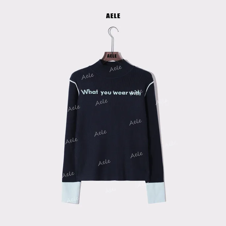 AELE修身型厚款轻奢气质圆领衫针织女长袖立领毛衣 X855 3812 AD