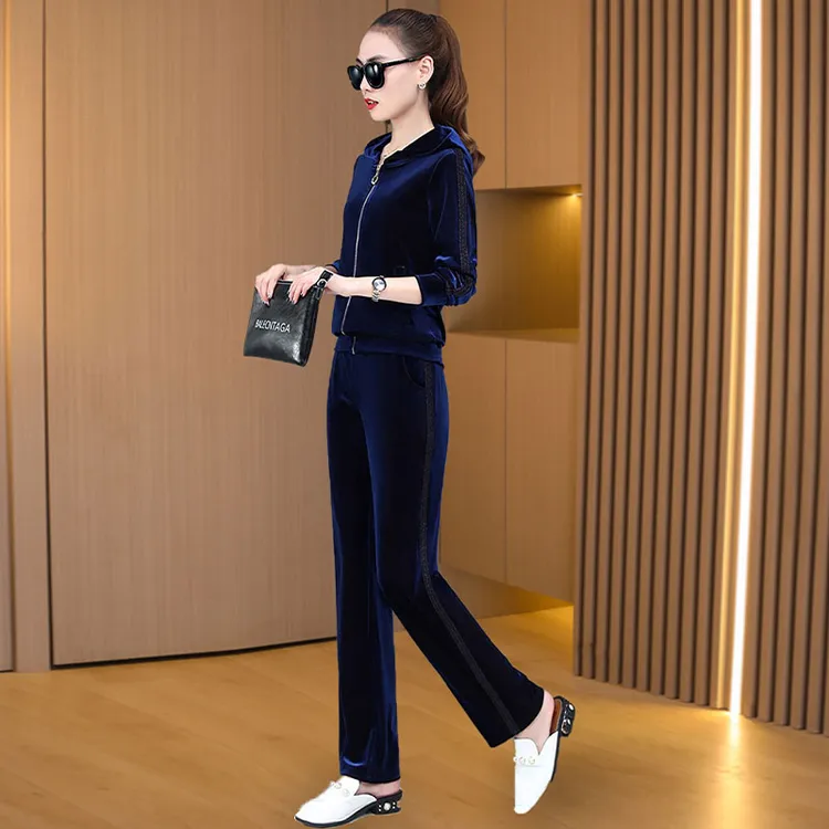 金丝绒运动套装女2025新款春秋高端时尚高档品牌妈妈贵夫人两件套