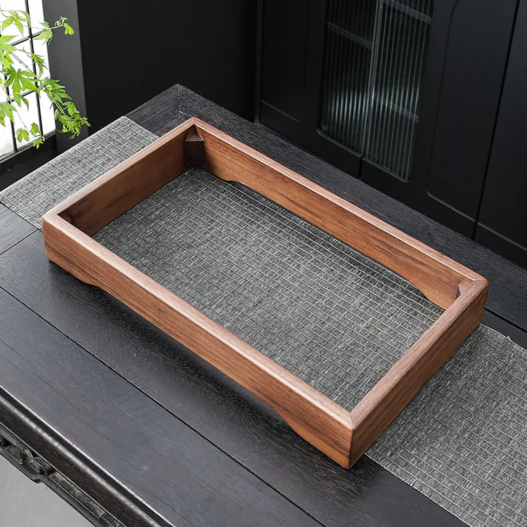 胡桃木茶盘实木托盘长方形家用点心木质放茶水杯子茶具托盘茶盘